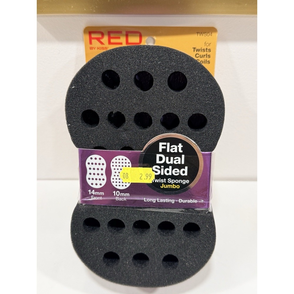 RED BY KISS DUAL FLAT SIDED TWIST SPONGE JUMBO 14mm FRONT 10 mmBACK TWS04
